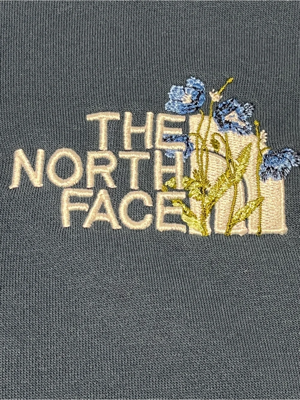 The North Face Floral Logo Hoodie Blue Men’s XL Pullover Sweatshirt